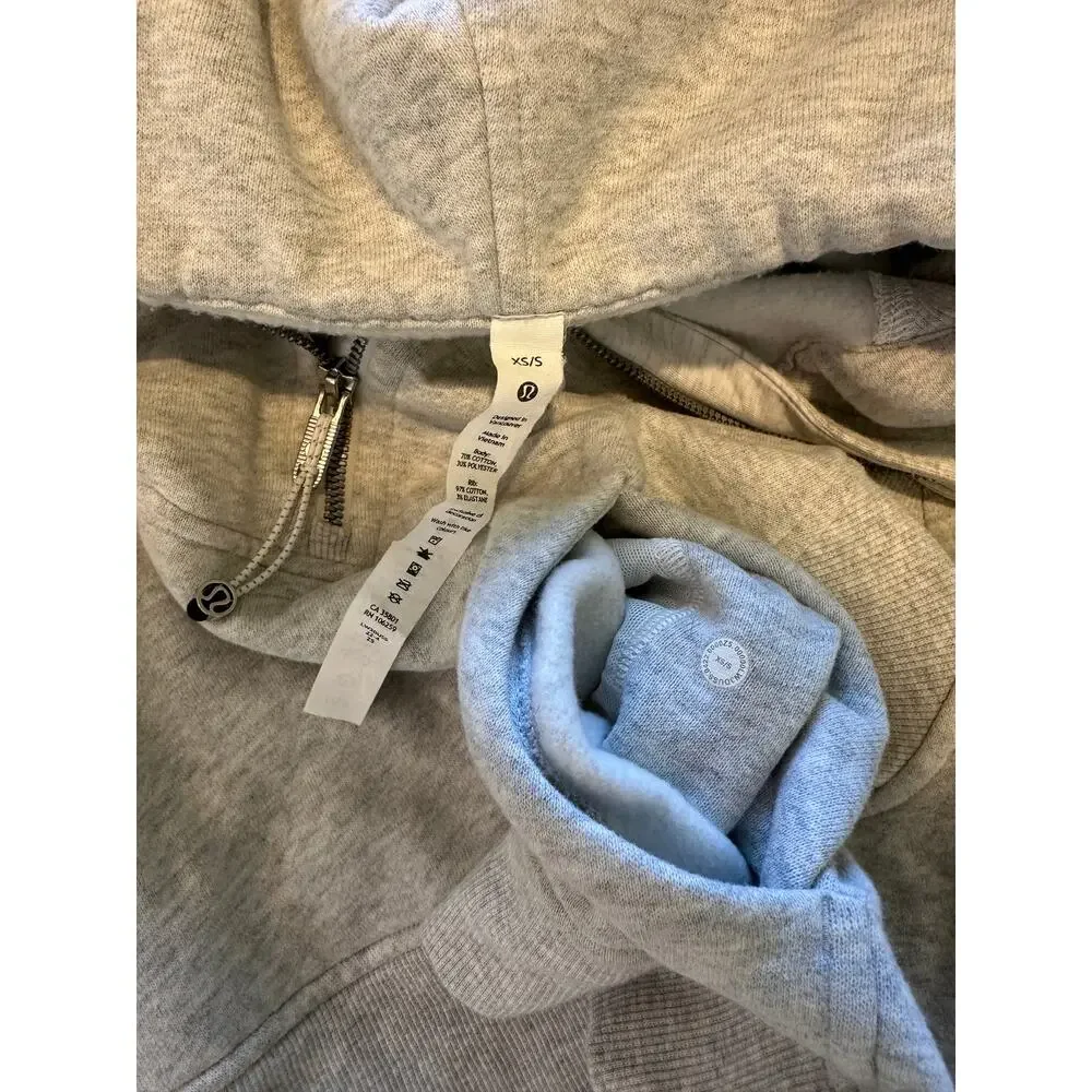 Lululemon Scuba Oversized 1/2 Zip Hoodie Heathered Core Ultra Light Grey XS/S
